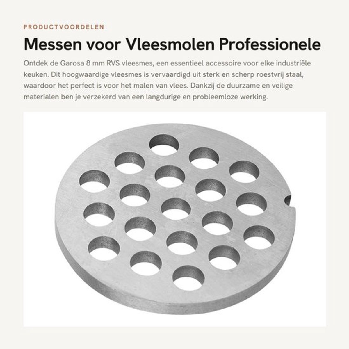 Messen voor Vleesmolen - Roestvrij Staal - Professionele Reserveaccessoires - 8 mm - Schijf met Gaten - Duurzaam en Veilig - Vleesmolenmes
