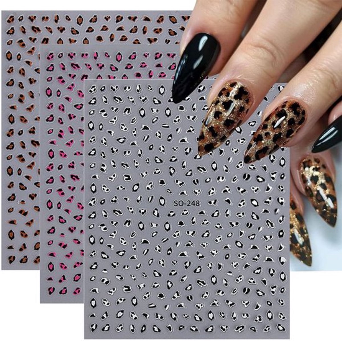 Nagelfolies 3 Vellen - Luipaard/Slangenpatronen - Zelfklevende Nagelstickers - UV-Hardend - Nageldecoratie voor Vrouwen - Creatieve Designs