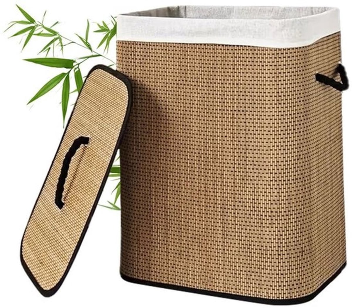 72 L grote bamboe opvouwbare wasmand opbergdoos met verwijderbare wasbare voering 40 x 30 x 60 cm ruimtebespa