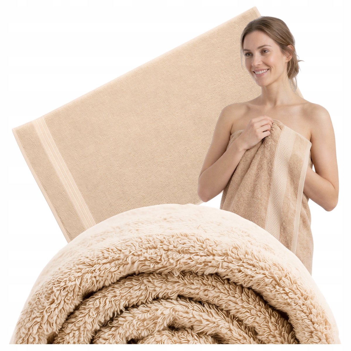 KONEY - Badhanddoek - Soft - 70 x 140 cm - Beige - 500 g/m²