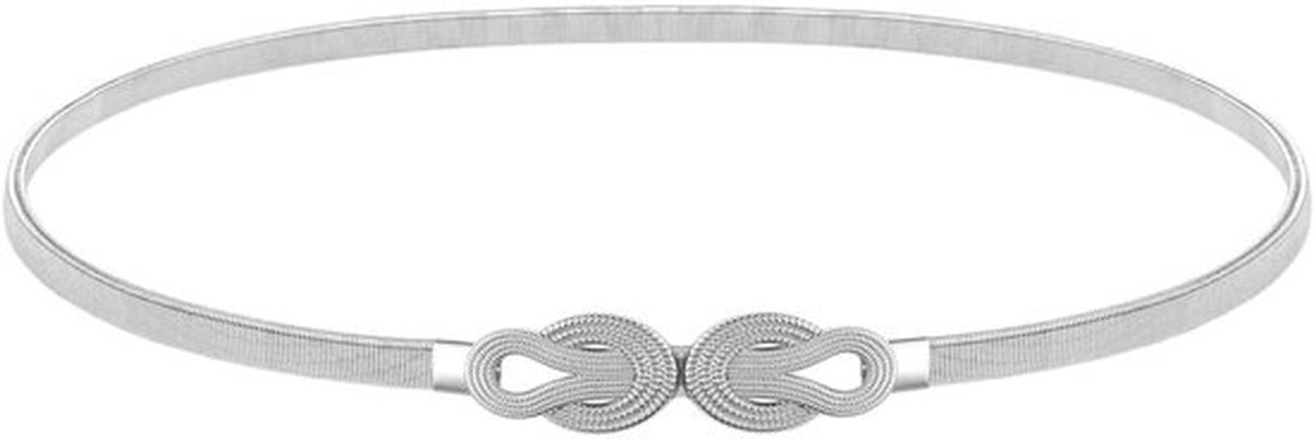 - Elastische Tailleband - Dames Skinny Riem - Stijlvol en Comfortabel - Zilver - Perfect voor Jurken - Ideaal voor Dunne Taille - Voor Volw...