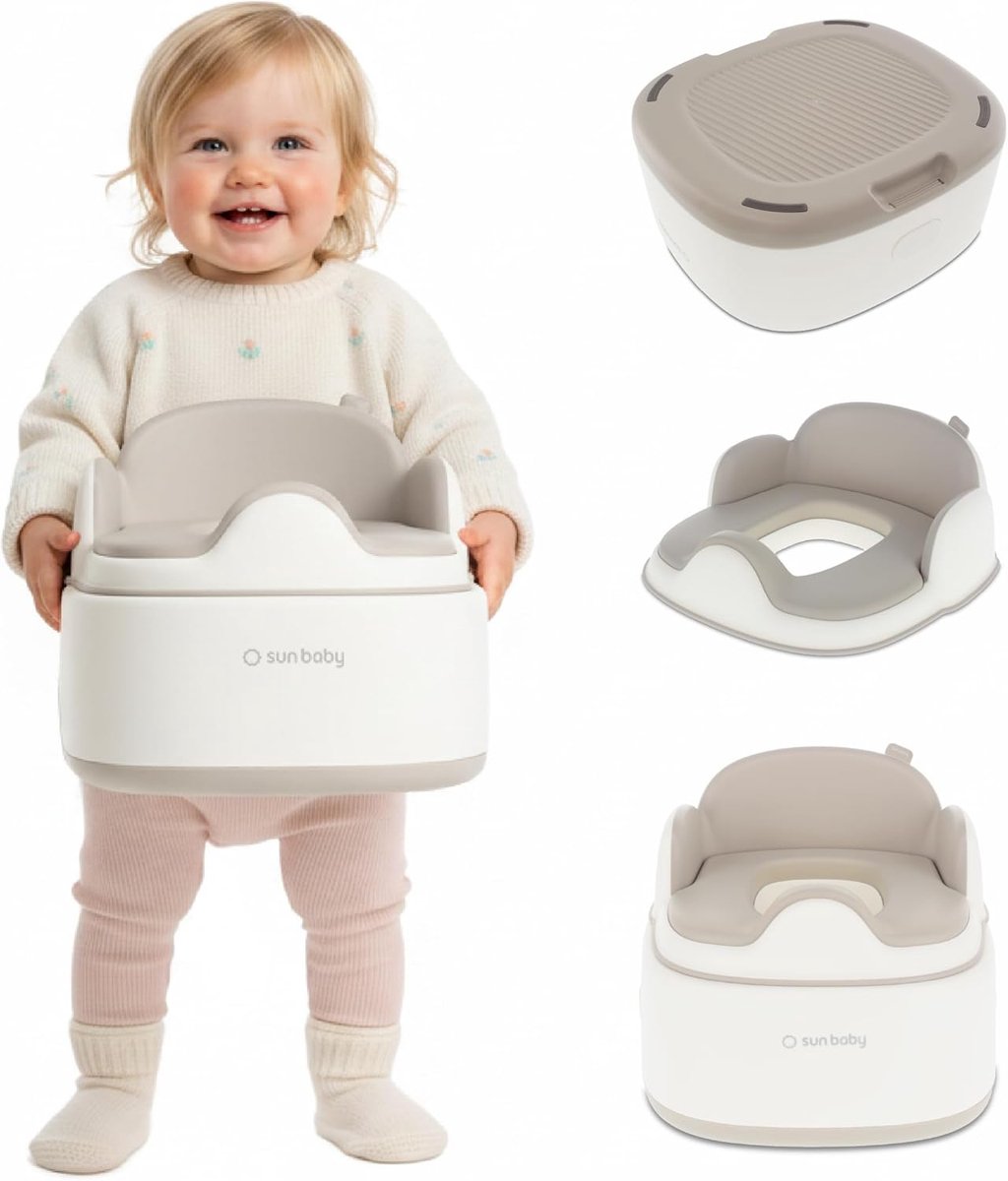 SnelShoppen - Potty voor kinderen 1-6 jaar - Toiletzitting met voetsteun - Antislip basis, zachte zitting, hoge rugleuning - Hygiënisch deksel - Wit-G