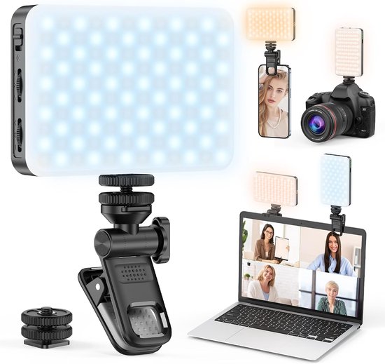 SnelShoppen - 120 LED Selfie Lamp met 3 Verlichtingsmodi, Draagbare Mobiele Beauty Lamp voor Video Conferencing, YouTube, Laptop, Compact en Oplaadbaa