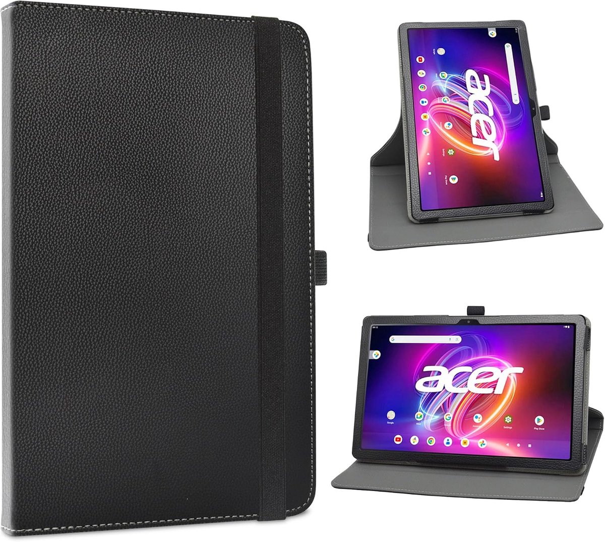 SnelShoppen - Beschermhoes Acer Iconia Tab P11 11 inch tablet, Slim Draaibaar, 360 Graden, Zwart, Verstelbare Standaard, Afneembare Behuizing, Ideaal