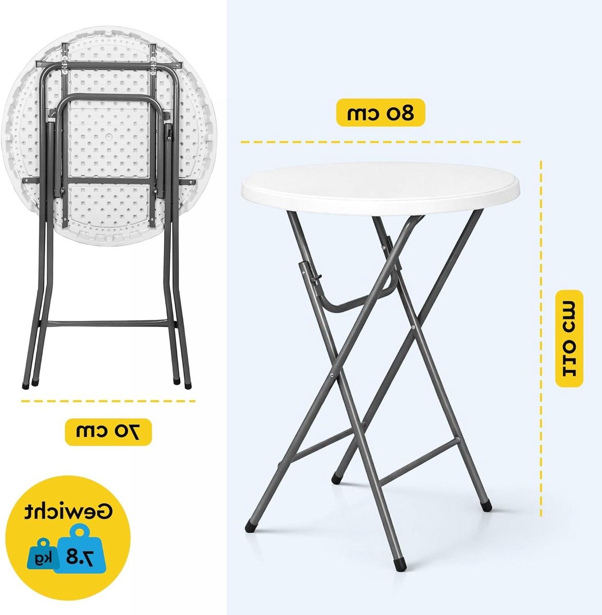 Statafel Set - Partytafel Bartafel - Feestelijke Bijeenkomsten - Inklapbaar Gebruiksklaar - 2x 80x110 cm - Wit Grijs