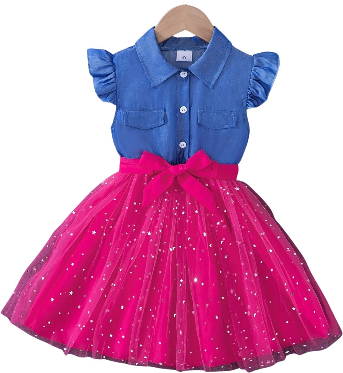 Currero Zomerjurk Meisjes Zomerjurken Kinderen Jurk Meisje Ibiza Stijl Sundress Kinderkleding + Rozenrood 4 Jaar Blauw