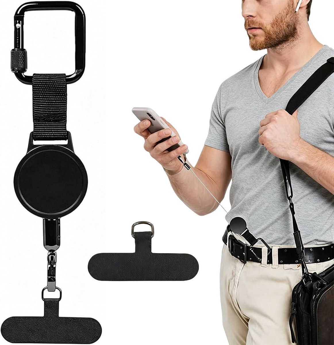 Intrekbare Telefoon Lanyard - 3-Pack Verstelbare Anti-Diefstal Riem voor Mobiele Telefoon, Ideaal voor Skiën, Wandelen en Reizen, Veiligheidsoplossing voor Buitenactiviteiten