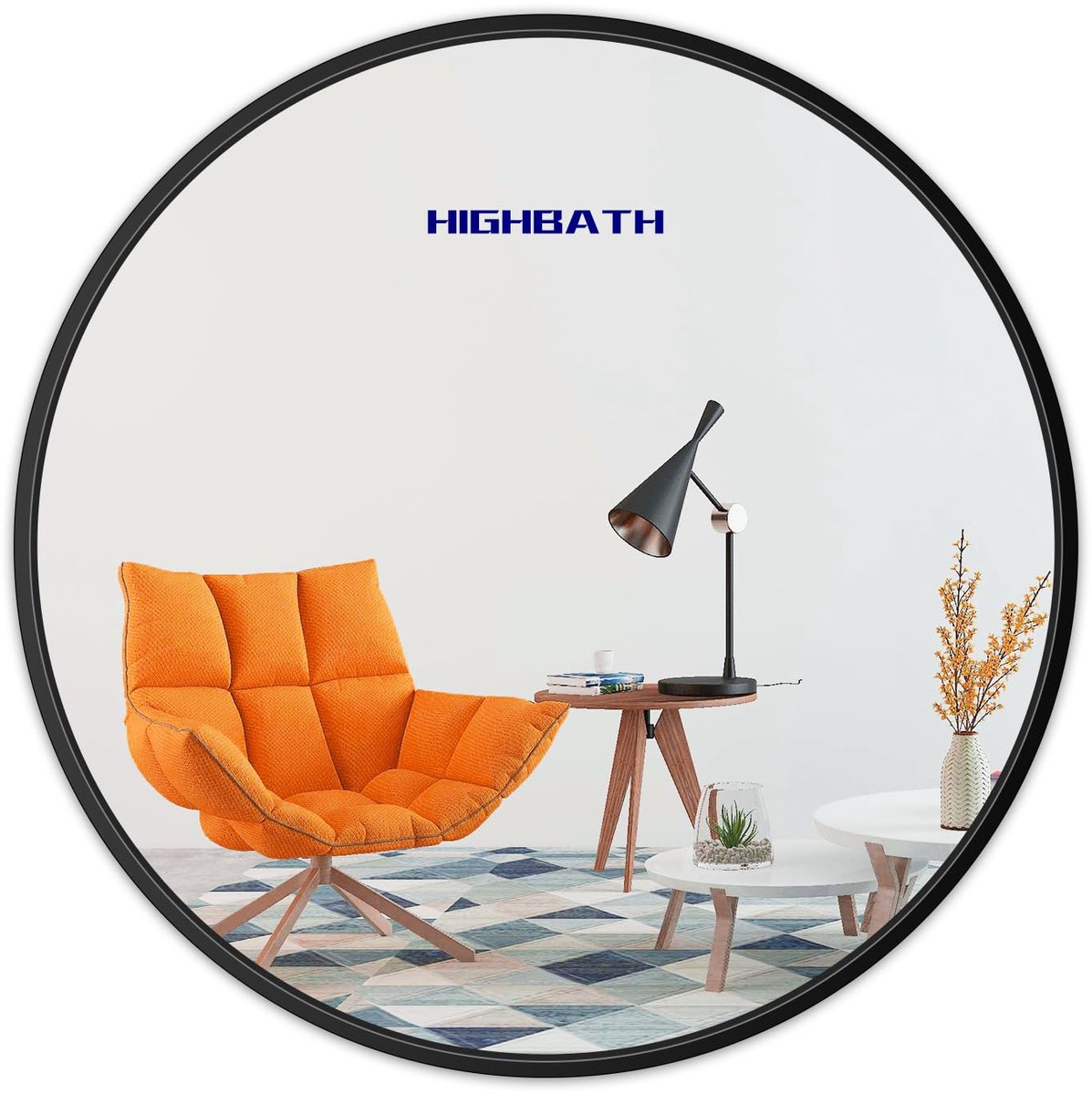 SnelShoppen - Ronde Wandspiegel 80x80 cm - Grote Cirkel Spiegel - Zwart Metaal - Ingelijste Spiegelt voor Badkamer, Woonkamer, Slaapkamer - Stijlvol e