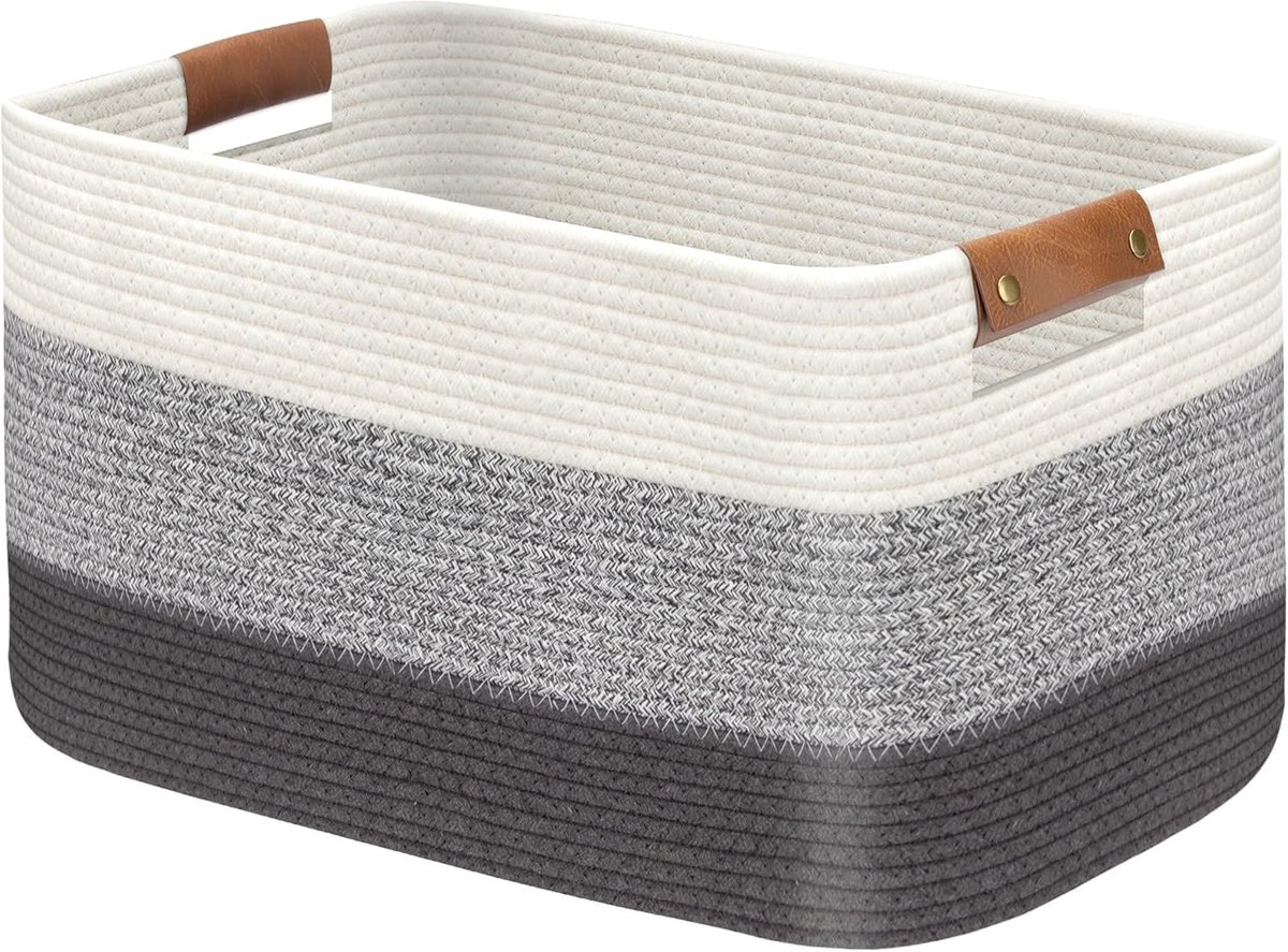 Opvouwbare wasmand 54,9 x 38 x 30 cm - gradiënt grijs - ruime opslag voor speelgoed en dekens - ShopVlot