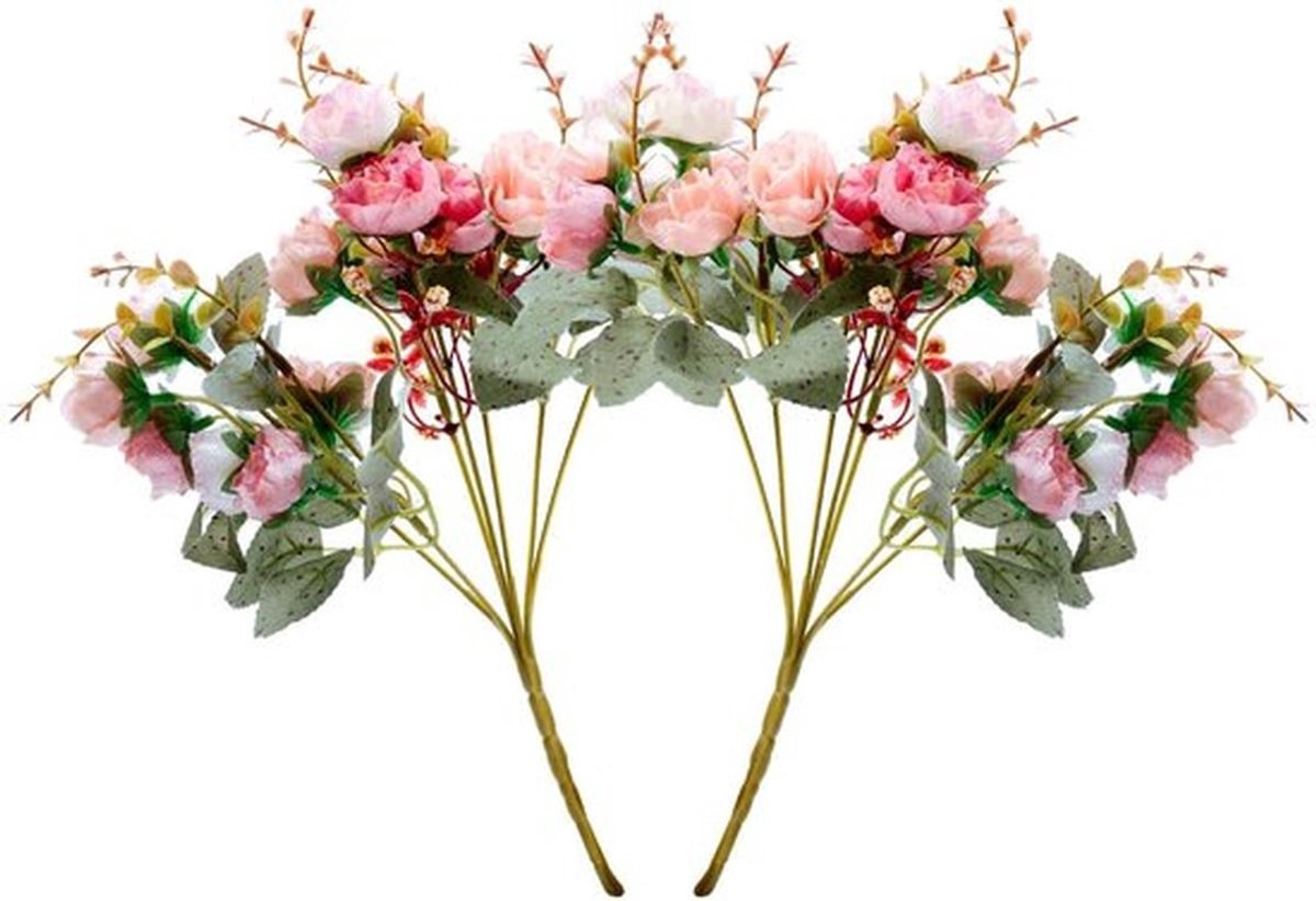 Realjoy Kunstzijden rozen, 21 bundels kunstbloemen, decoratie, kleine boeketten, kunstboek