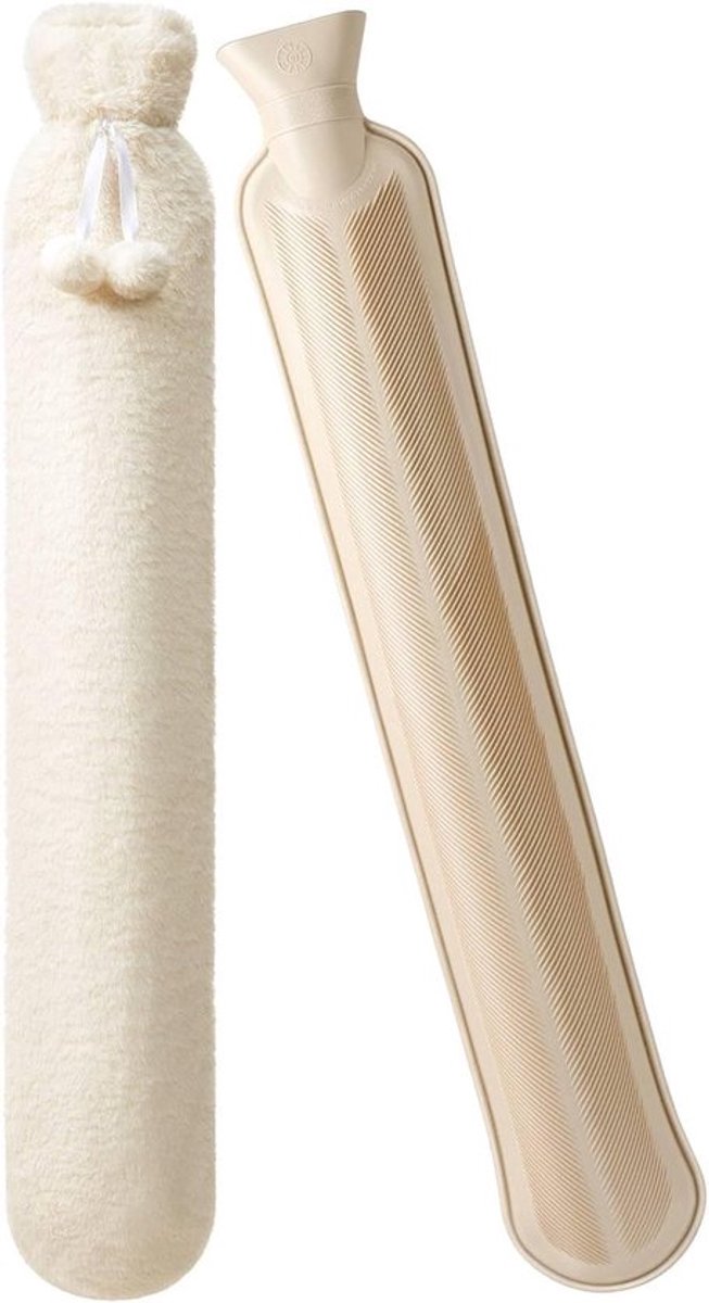 SnelShoppen - Lange Warmwaterkruik met Sleeve, 2 Liter, Zachte Fluffy Warmwaterkruik, Halswarmte, Wolachtige, Voor Menstruatiepijn, Nek, Schouders, On