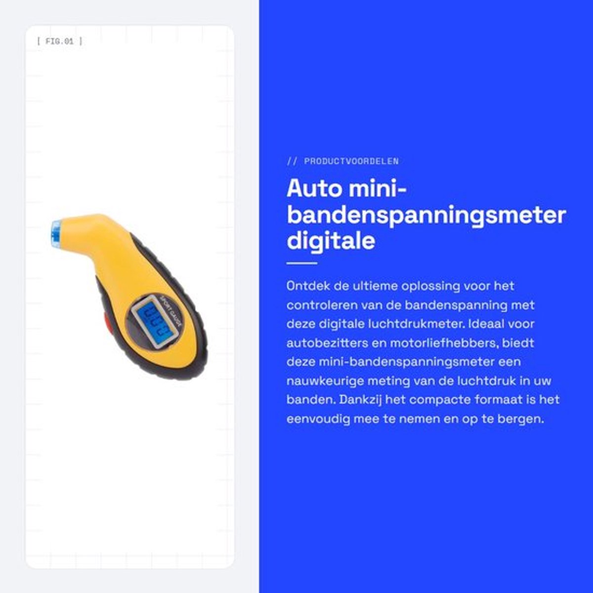 Bandenspanningsmeter Mini - Digitale Luchtdrukmeter - Elektronische Bandenspanningsmeter - TPMS Motor - Hoge Kwaliteit - Stabiele Prestaties