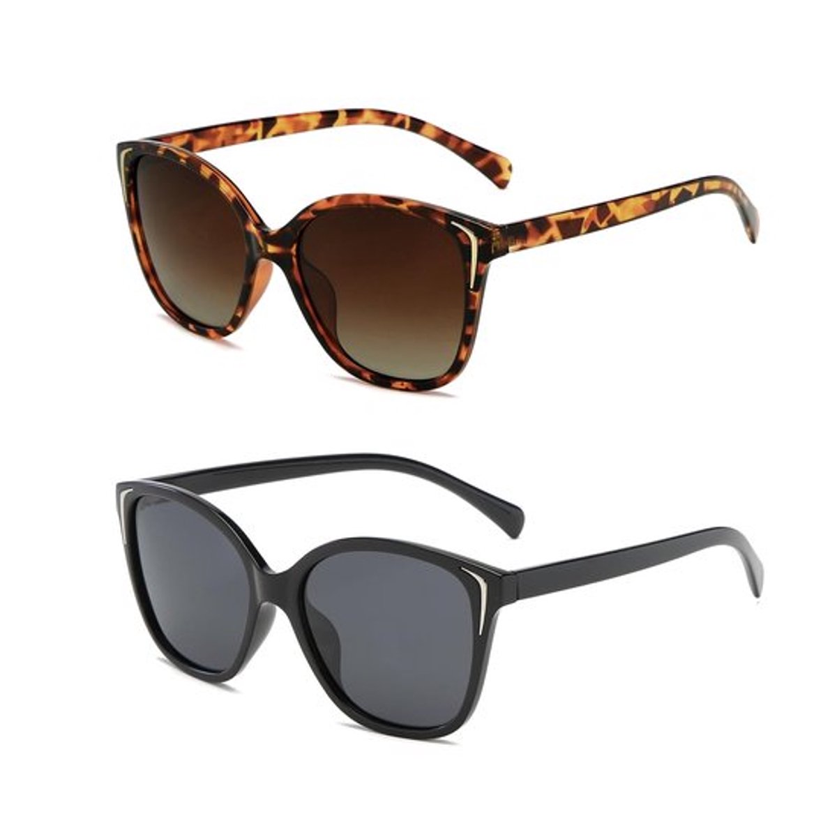 Zonnebril Dames Gepolariseerd - 2 Stuks - Cat Eye/Zonnebril - UV400-Bescherming - Oversized - Lichtgewicht Montuur - Zonnebrillen