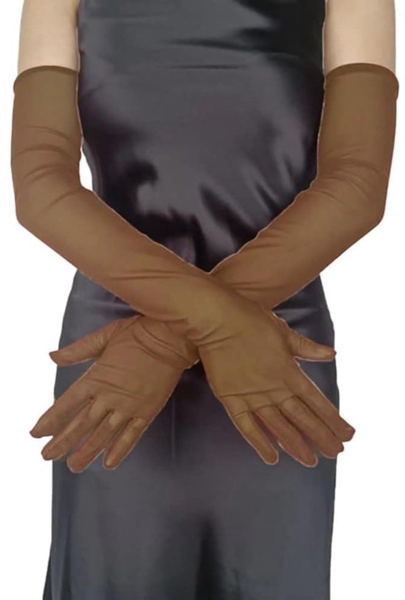 Handschoenen Dames Lange Satijnen - Vingerhandschoenen - Opera/Party - Doorzichtig - 1-Pack - Lengte 55 cm - Avondhandschoenen