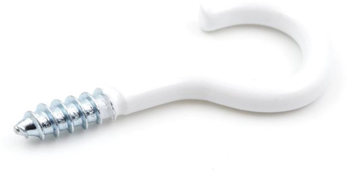 Dailygoods - Set van 10 Witte Gebogen Schroefhaken voor Bevestiging