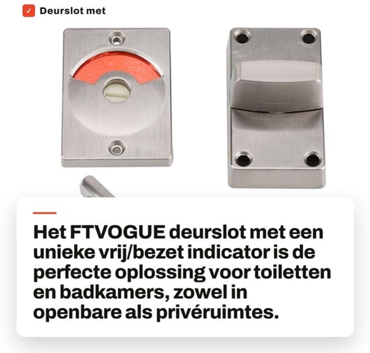 Deurslot Robuust - Deurslot Buitendeur - Deurslot met Indicator - Deurslot voor Toiletten - Deurslot voor Badkamers - Eenvoudig te Installeren - Toiletvergrendeling