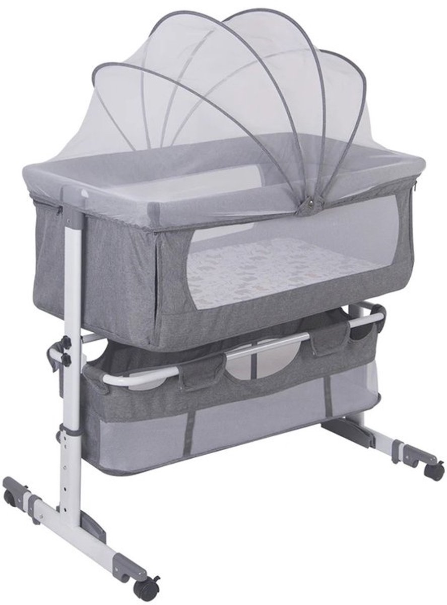 3-in-1 reisbed voor baby's, zijbed, babybed, babybedje, babybedje, 6 in hoogte verstelbaar, schommel om te sl