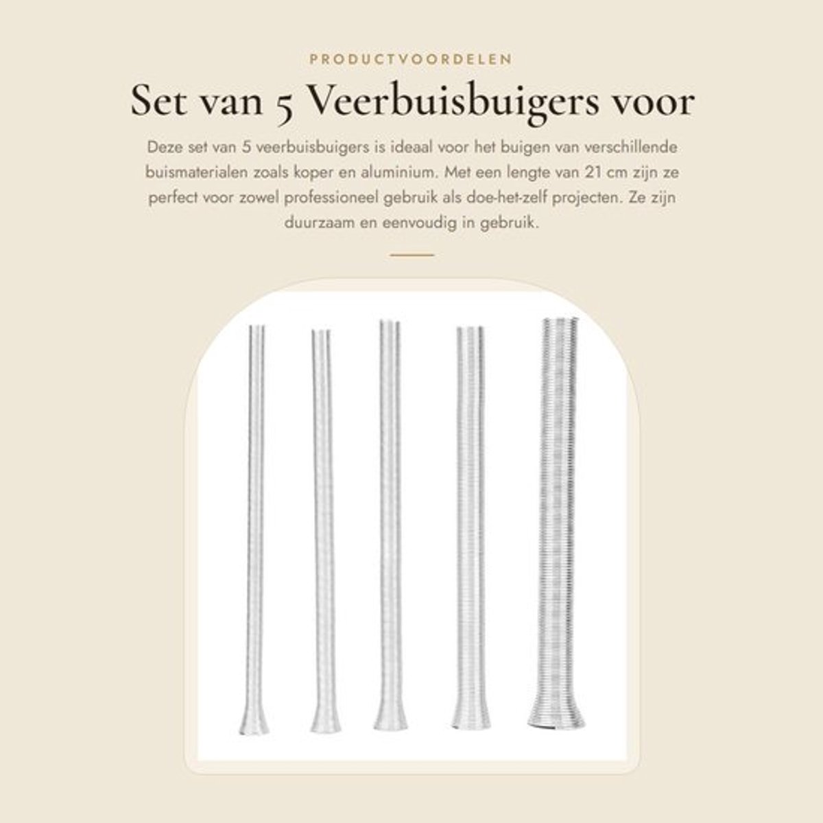 Buigmachine 21 cm - Veerbuisbuigmachine - Stalen Buigmachine - Elektrische Buigslang - Slangbuiggereedschap - 5 Stuks - Buiggereedschap