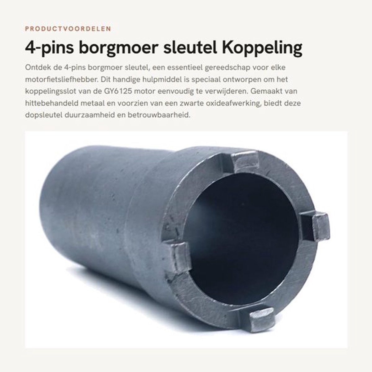 Borgmoer Sleutel 4-pins - Dopsleutel - Motorfiets Koppeling - Verwijdergereedschap - Hittebehandeld Metaal - 90 x 37 mm - Moersleutel