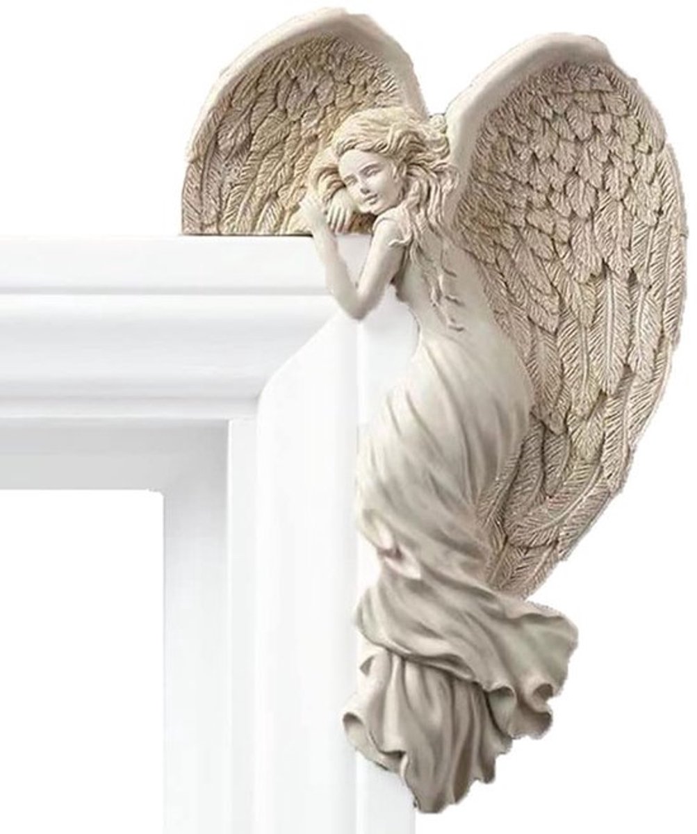 Deurkozijn Engelenpatroon - Decoratieve Muurdecoratie - Hars Sculptuur - Vintage Ornament - Weerbestendig - Handgetekend Detail