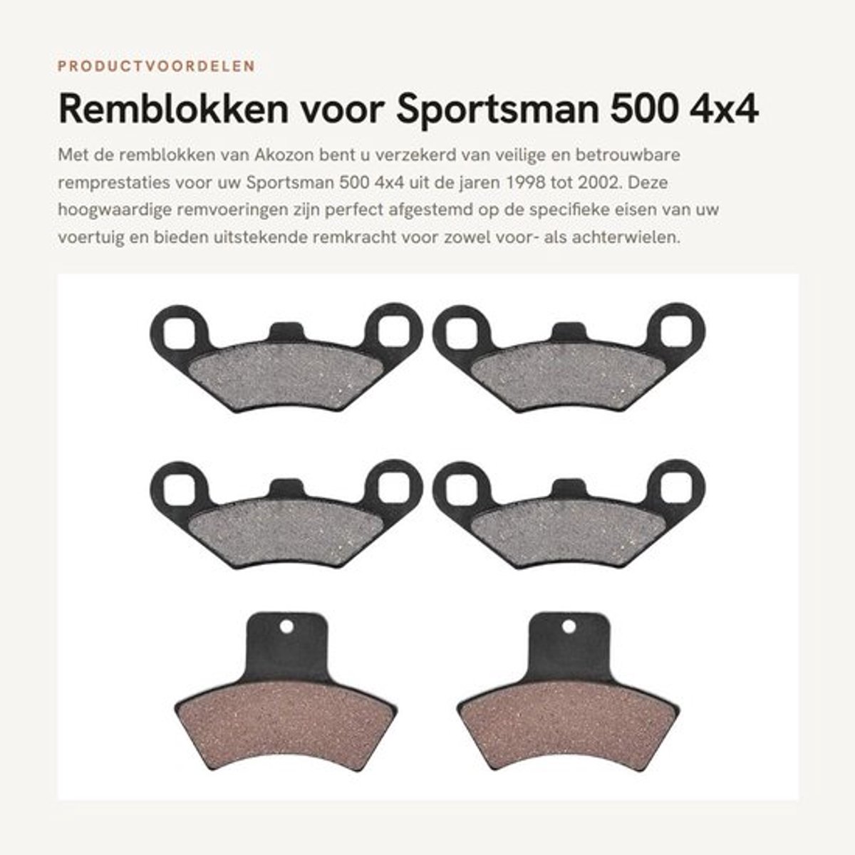Remblokken Hoogwaardige Ijzeren - Remblokken Sportsman 500 4x4 - 6 Stuks - Professionele Afwerking - Hoge Betrouwbaarheid - Lange Levensduur - Remvoeringen