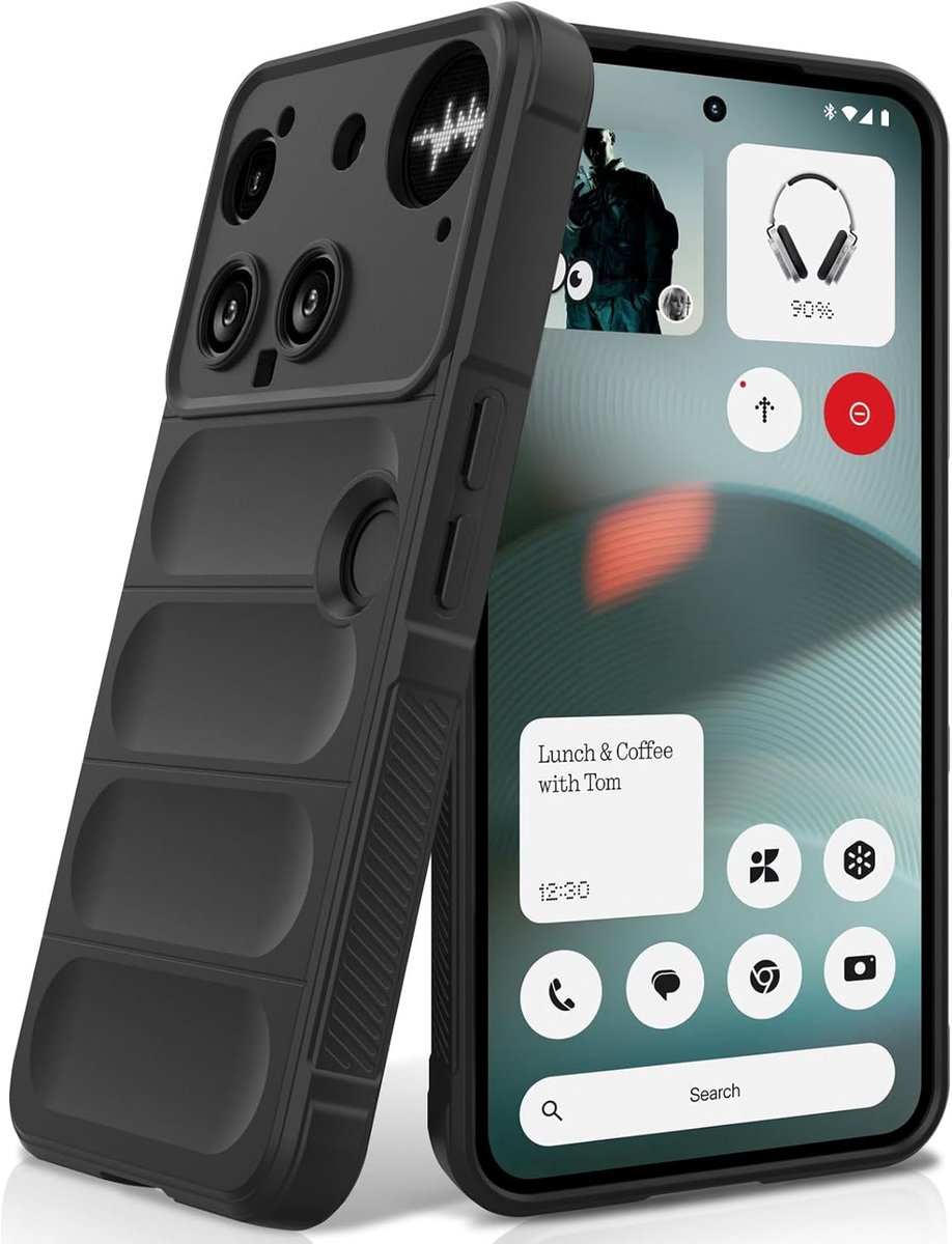 SnelShoppen - Case voor Smartphone, Shockproof Silicone Hoes met Airbag Ontwerp, Anti-vallen en Krassen Bescherming, Microfiber Voering, Zwart, Volled