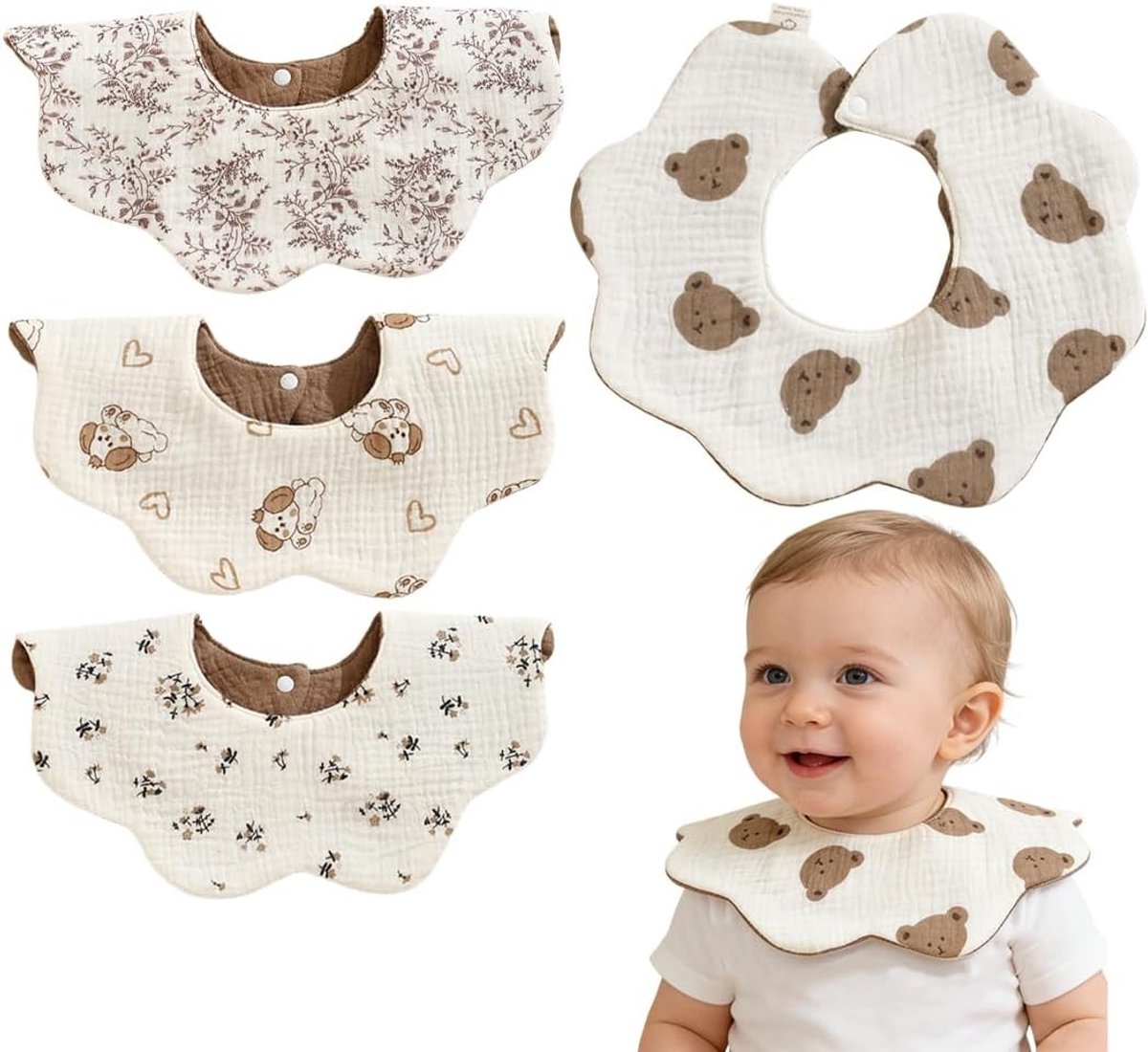 Zachte en Absorberende Babyluiers voor Pasgeborenen, Set van 4, Ideaal voor Voeden en Spelen