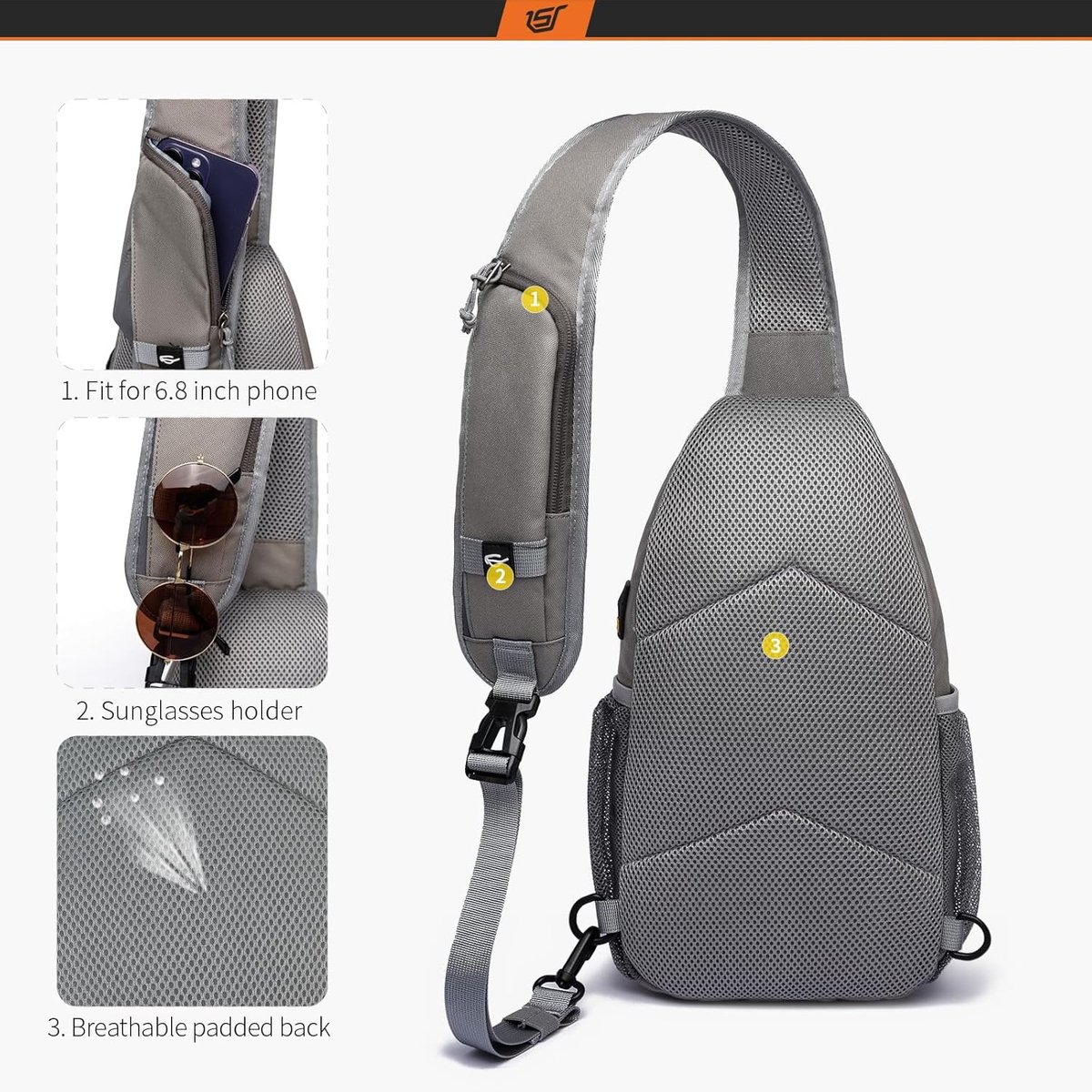 SnelShoppen - Lichtgewicht Schoudertas - Crossbody Sling Bag - Duurzaam Waterdicht Polyester - Ideaal voor Wandelen, Outdoor Sporten en Reizen - Compa