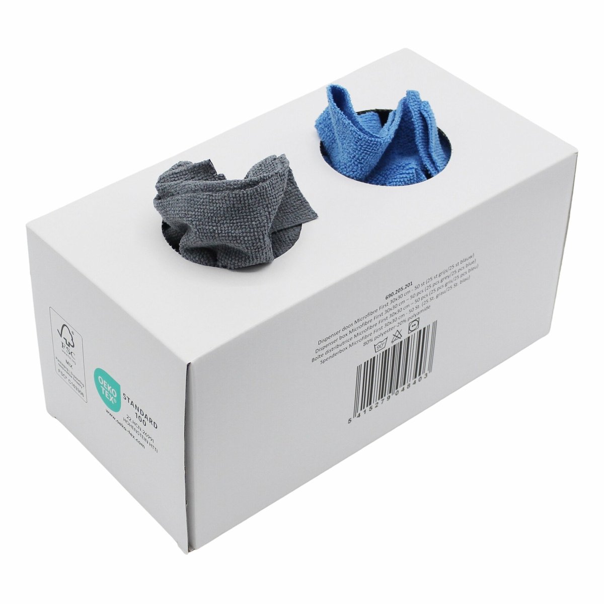 Microvezeldoeken Dispenserbox ChiaMo.nl Blauw/Grijs 30 x 30 cm (50 stuks)