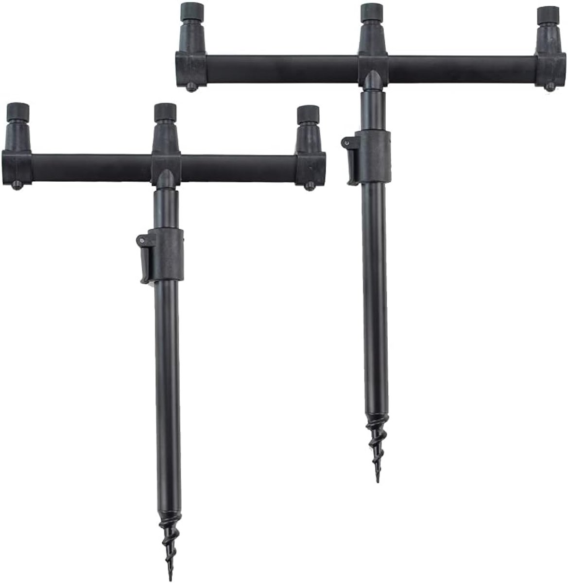 SnelShoppen - Aluminium Karpervisserij Rod Pod Set voor 3 Hengels met Telescopische Banksticks en Buzz Bars (40-60 cm) - Matte Zwart
