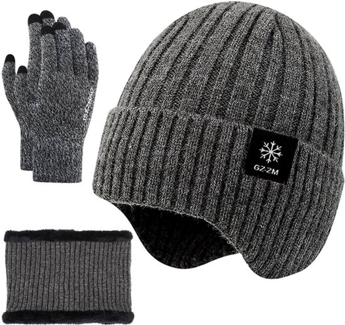Sjaal Dikke Ronde - Handschoenen - Gebreide Muts - Thermische Handschoenen - Antislip - 3-in-1 Set - Winterset