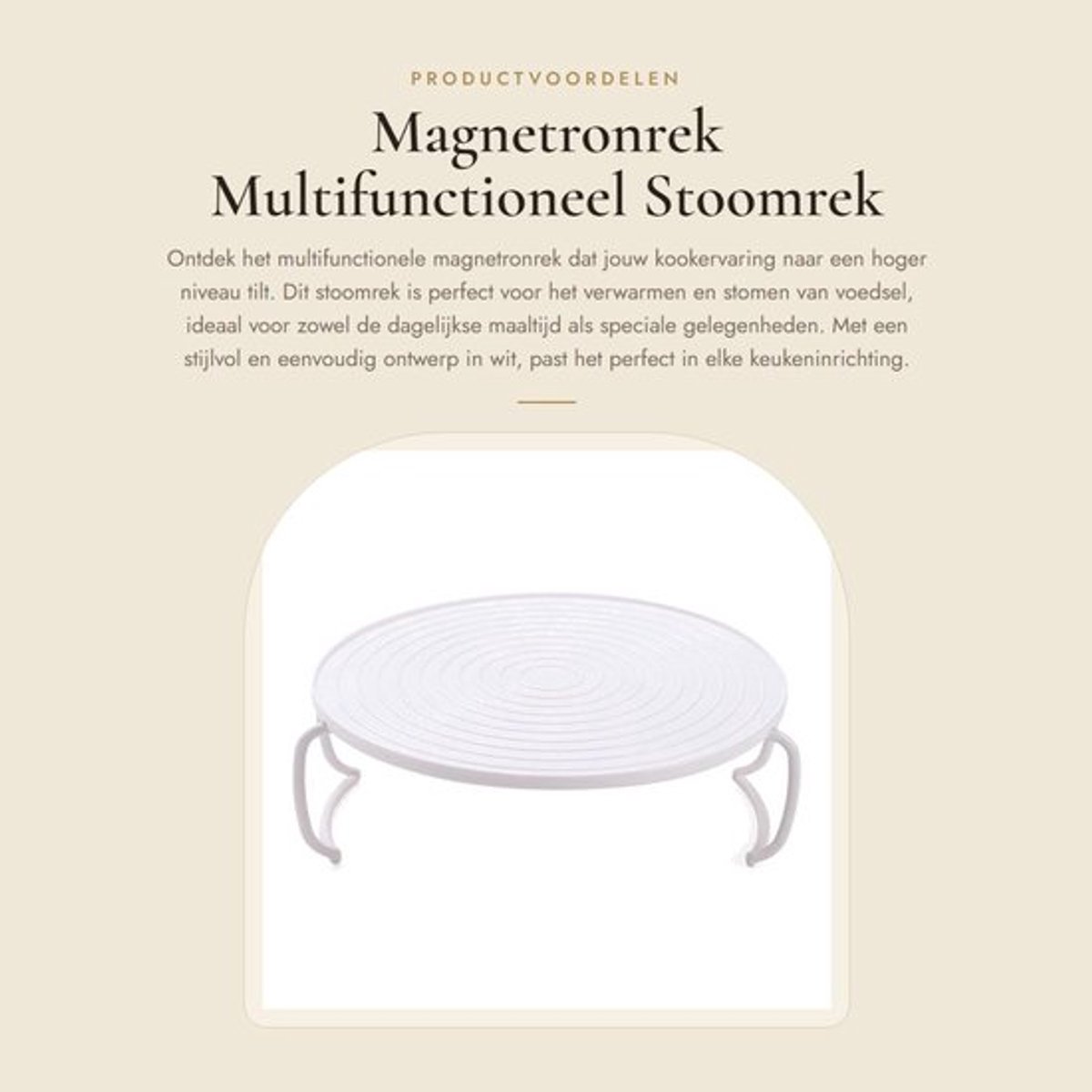 Stoomrek Multifunctioneel - Magnetronrek - Antislip Plank - Inklapbaar Ontwerp - Extra Opbergruimte - Witte Uitstraling - Magnetronplank