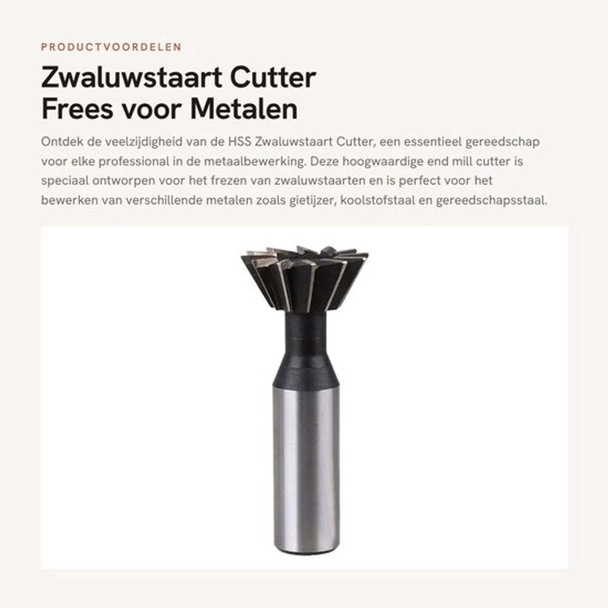 Zwaluwstaart Cutter HSS - Rechte Schacht - Frees voor Metalen Bewerking - Dubbelzijdige Snijrand - Geschikt voor Gietijzer/Koolstofstaal - Snijder Diameter 10-30mm