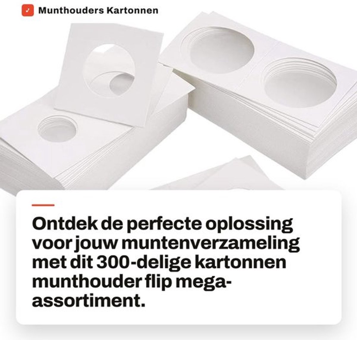 Munthouder 300 Stuks - Kartonnen Flip - Muntenverzamelmap - Munthouders Zelfklevend - 6 Maten - 2 bij 2 Inch - Muntenhouder