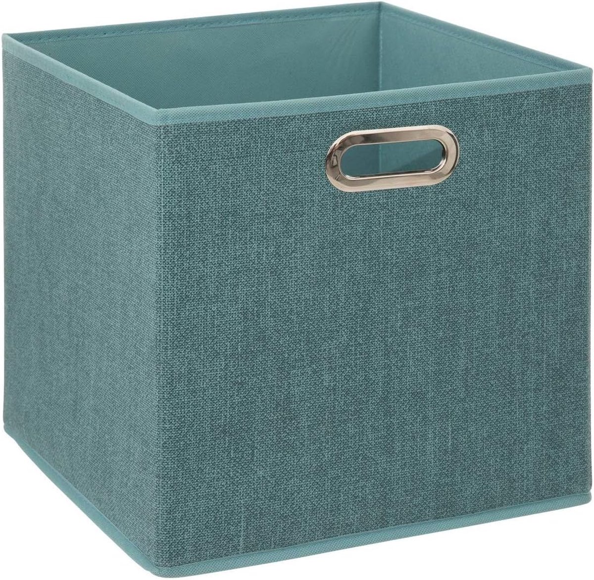 SnelShoppen - Petrol Mottled Opbergdoos 31x31x31 cm - Sterke Polypropyleen Box met Metaal Handvatten - Perfect voor Thuis, Camping, Kinderen, en Organ