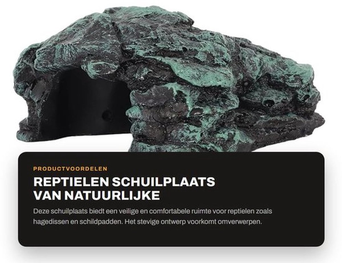 Schuilplaats voor Reptielen - Veilige/Comfortabele Grot - Stevig Ontwerp - Harsmateriaal - Geschikt voor Slangen/Schildpadden - Ideaal voor Bearded Dragon - Reptielenhuis