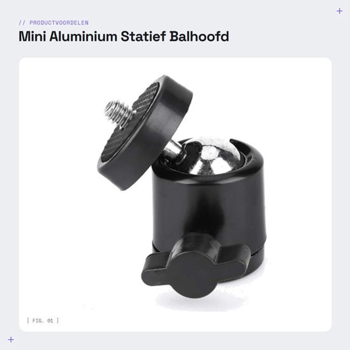 Balhoofd Lichtgewicht - Klein Formaat - Aluminiumlegering - Zwart Oxidatieproces - Draagbaar - Stevig en Duurzaam - Statiefkop