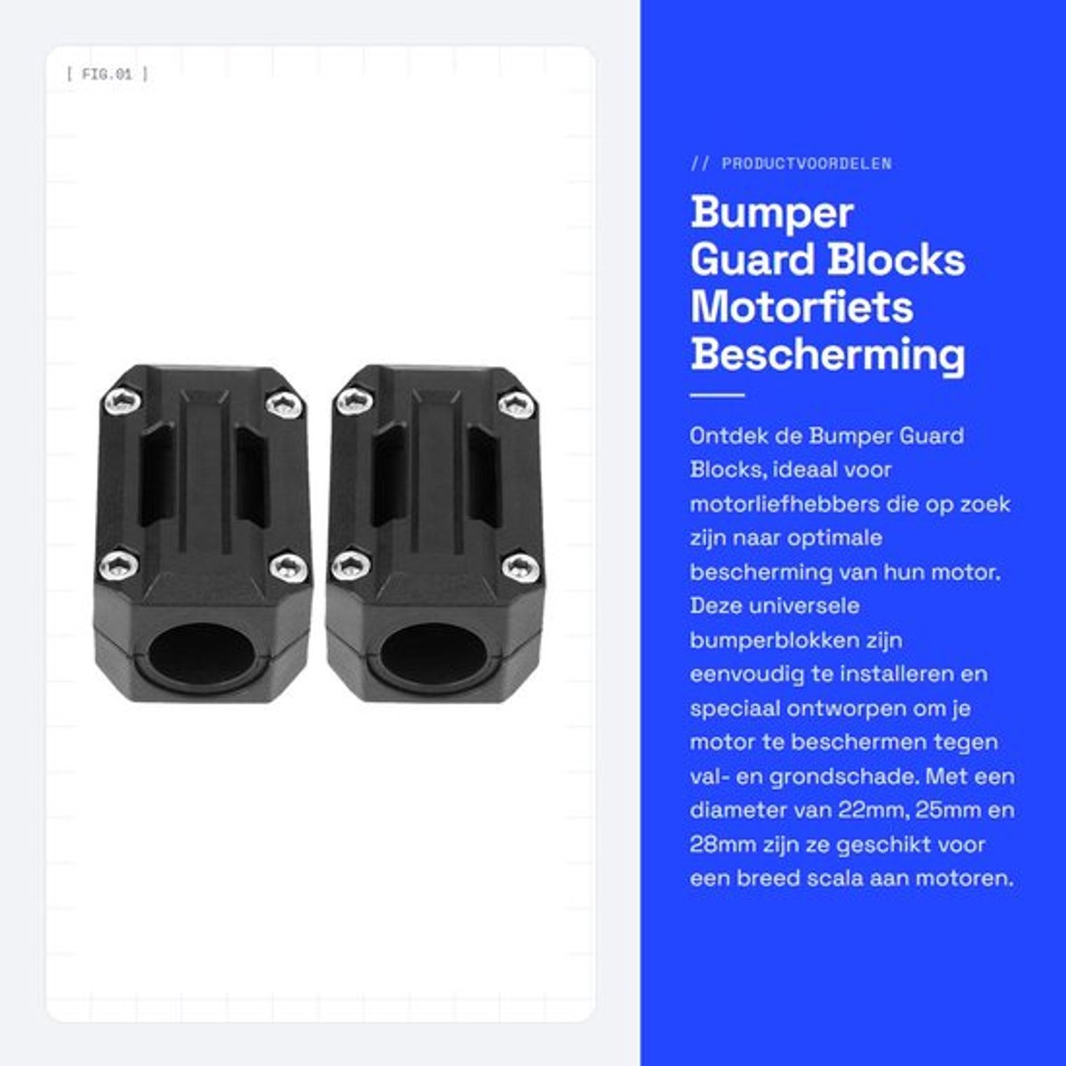 Bumper Block - 1 Paar - Motorfiets Motorblok Bescherming - Universele Bumper Bescherming - Eenvoudig te Installeren - ABS Materiaal - Motorfietsbeschermer