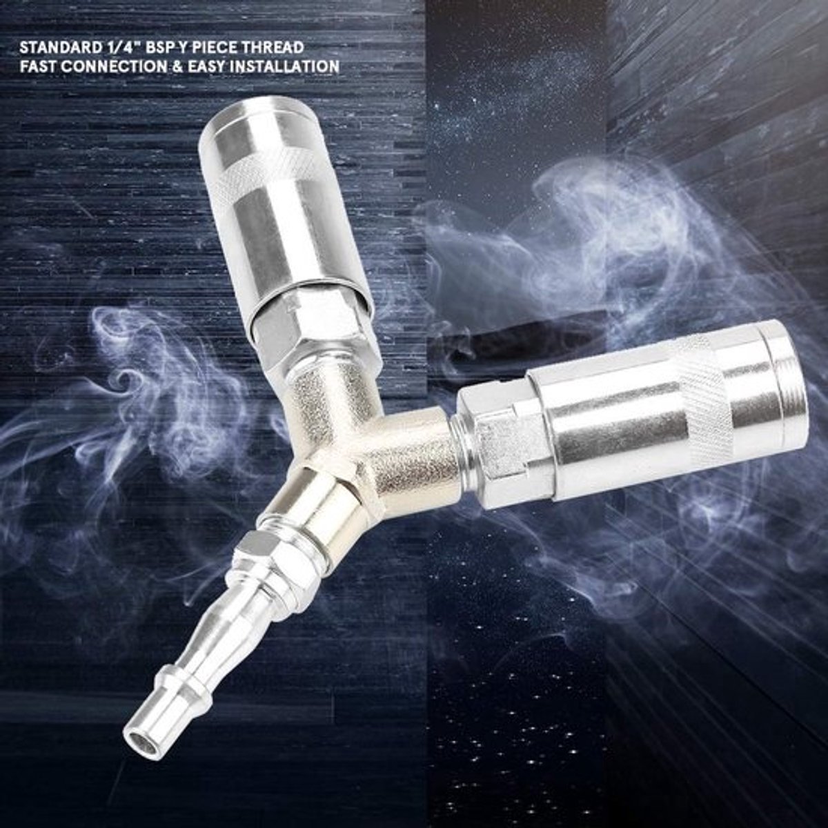 Y Stuk - 1/4" BSP - Snelle Aansluiting - Pneumatische Verbinding - Gegalvaniseerd Ijzer - Schokbestendig en Duurzaam - Pneumatische Connector