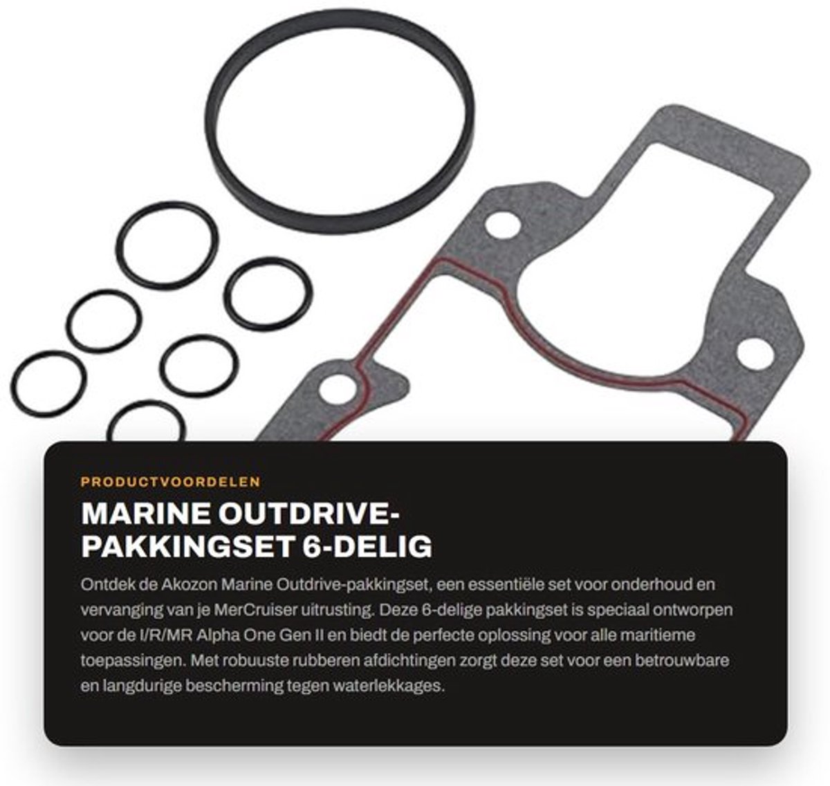 Outdrive-pakkingset 6-delig - Rubber Afdichtstrip - Vervanging voor MerCruiser - OMC/Sierra/Mallory - Professionele Montage - OEM 313080/18-2767 - Afdichtset