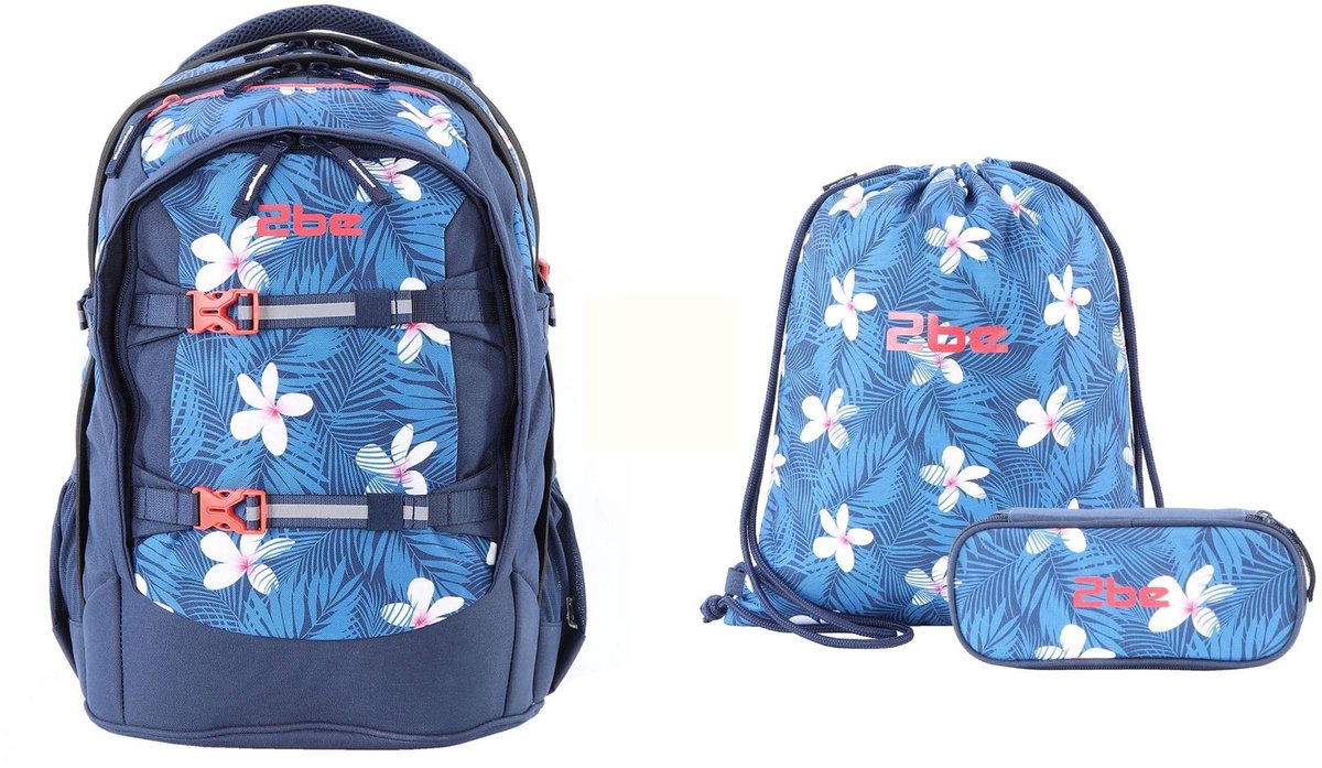 2be Ergonomisch Schoolrugzakset met gymtas en pennenzak - Blauw - Blauw