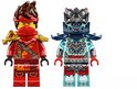 Twee ninjafiguren: een rode figuur met zwaard en een blauwe figuur met helm.