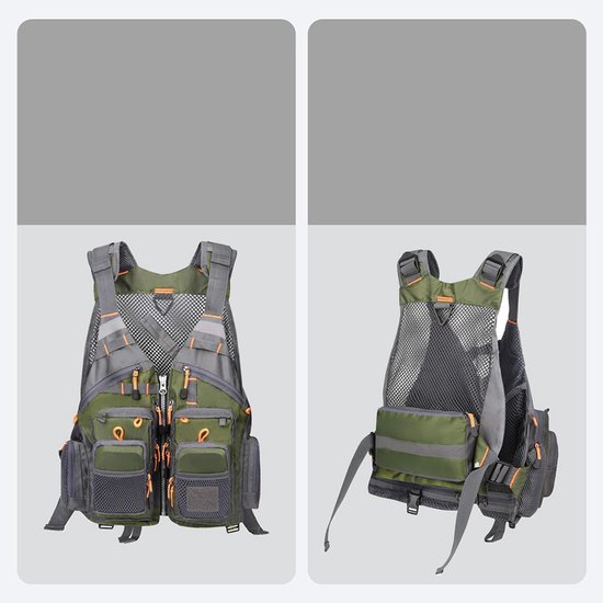 Reddingsvest voor vissen vanaf de rotsen - Reddingsvest voor volwassenen - Geschikt voor kajakken en vissen - Meerdere zakken - 55 * 46 cm - Afneembaar - Polyester + EPE-schuim - Groen — afbeelding 5