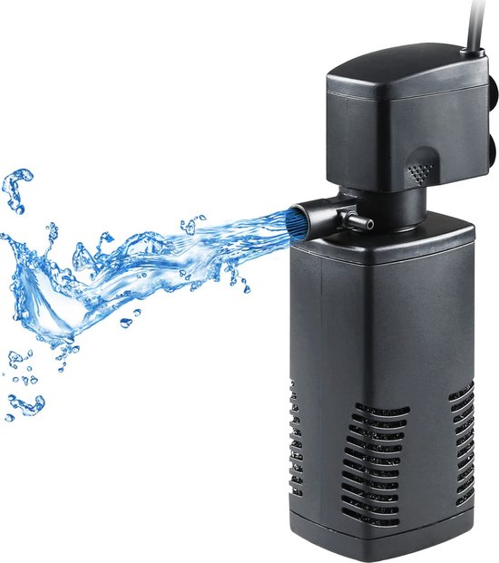 SnelShoppen - Kleine Aquariumfilterpomp 600 l/u voor 55-150 liter Bio-filterspons Binnenfilter voor Zoetwater en Zeewater Aquaria en Tuinvijver