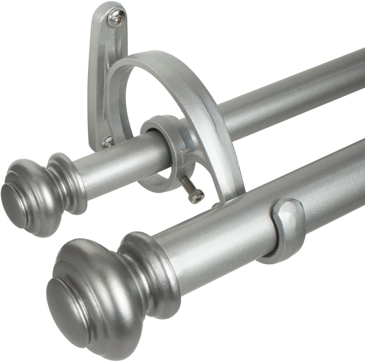 SnelShoppen - Decopolitan Gordijnroede Set Antiek Zilver 86-72 Inch - Stijlvolle Gordijnrails voor Woonkamer, Slaapkamer en Keuken - Inclusief Bevesti
