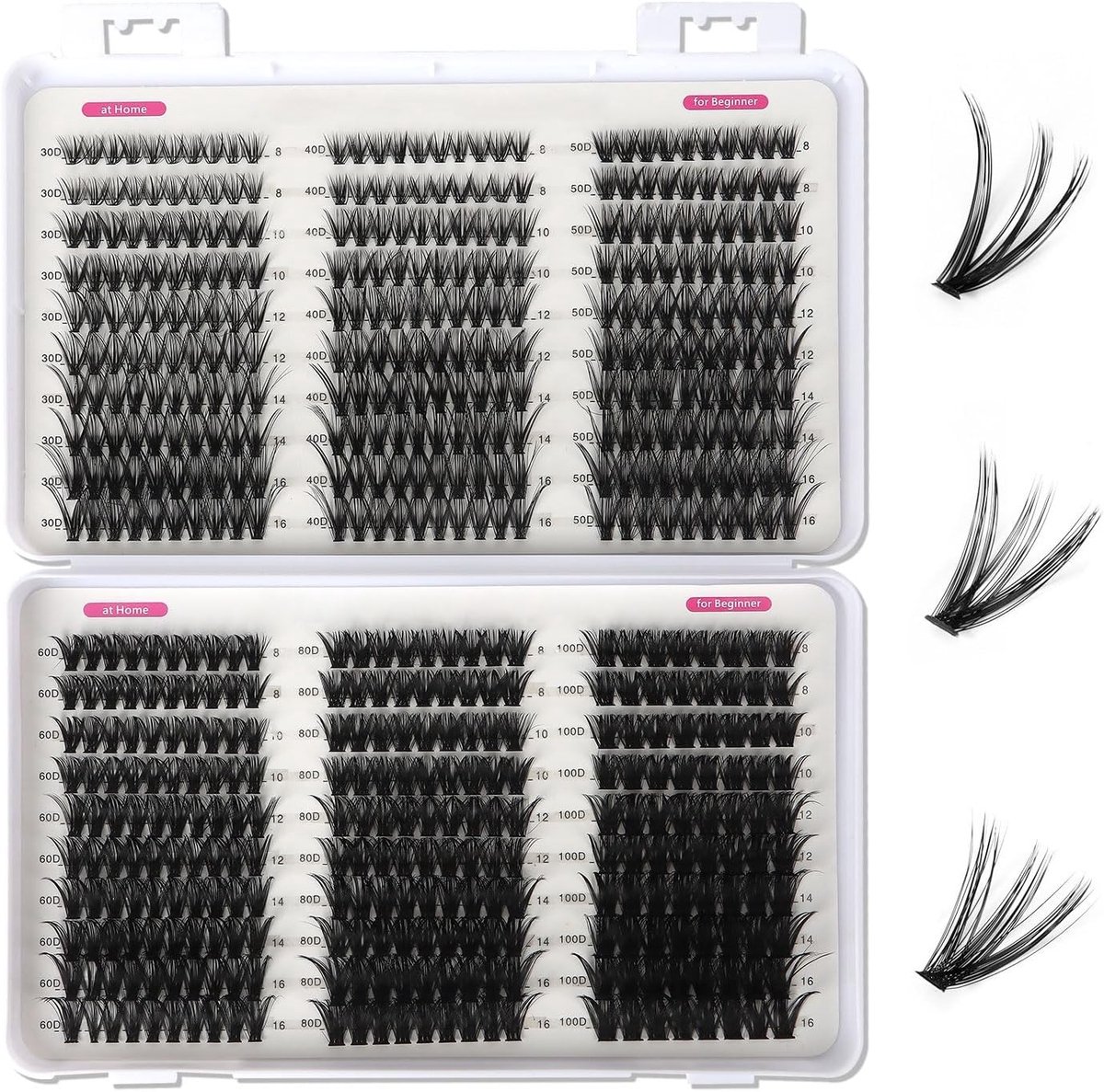 Individuele wimperclusters voor doe-het-zelf, 570 stuks, herbruikbare zwarte wimpers, 8-16 mm lengtes, natuurlijke dikke look, perfect voor dagelijks gebruik
