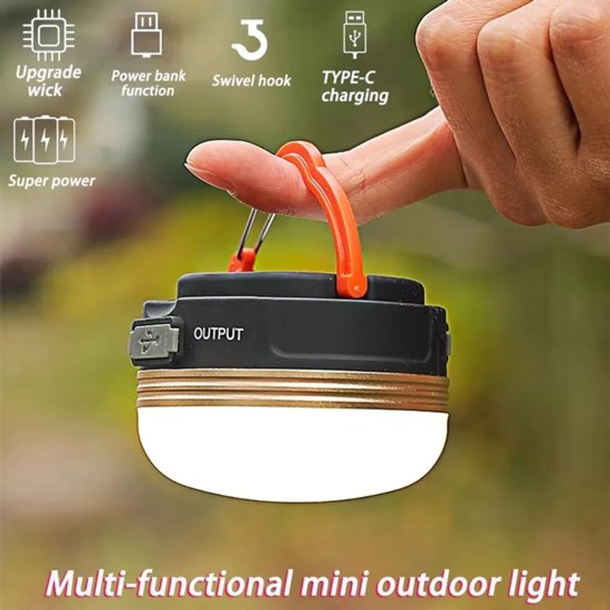 10W COB+LED campinglamp met 3 lichtstanden, oplaadbare zaklamp, draagbare tentlamp, hanglamp voor wandelen en vissen - 5 stuks
