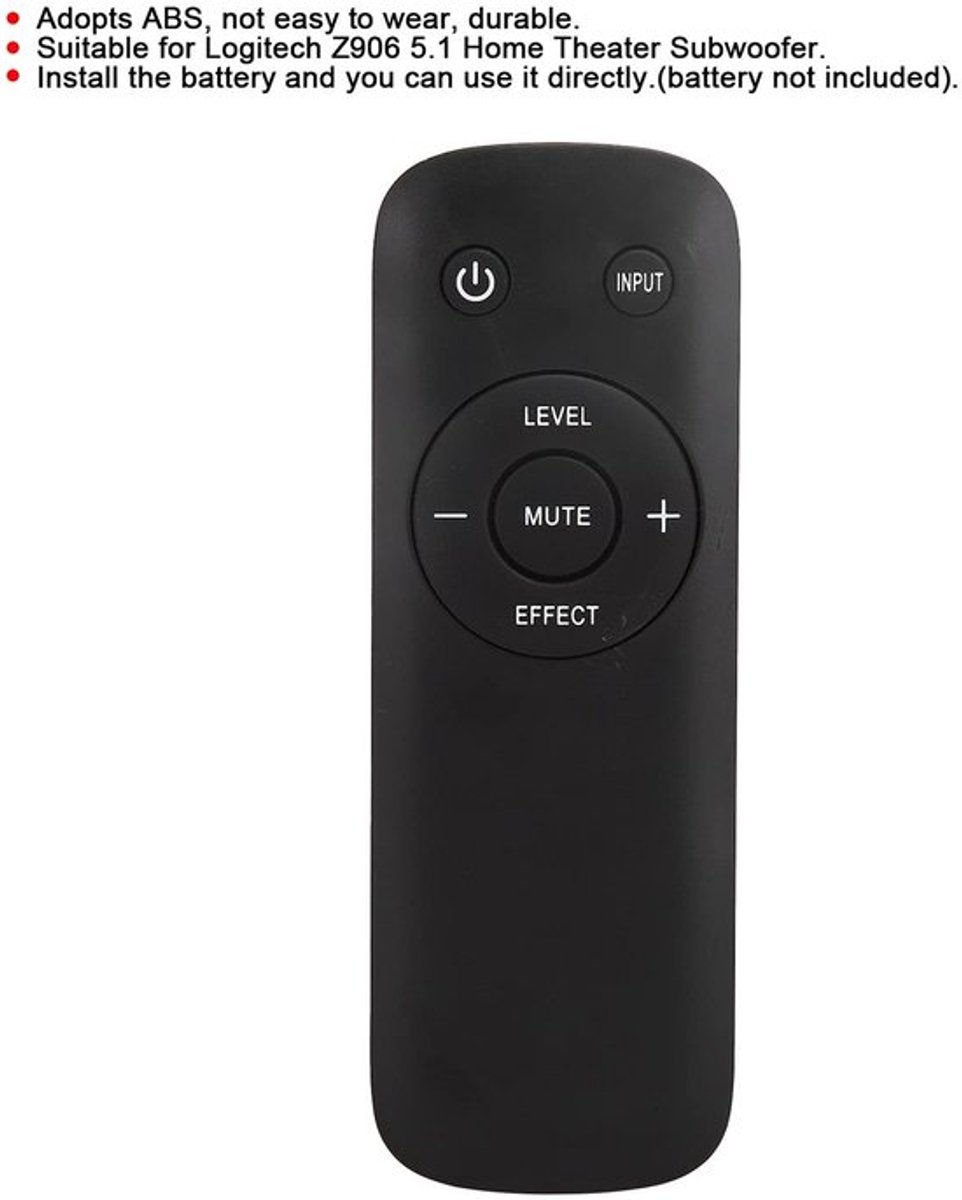 - Afstandsbediening - Voor 5.1 Subwoofer - 10m Bereik - Zwart - Geschikt voor Logitech Z906 - Gebruiksgemak - Perfect voor Thuisbioscoop