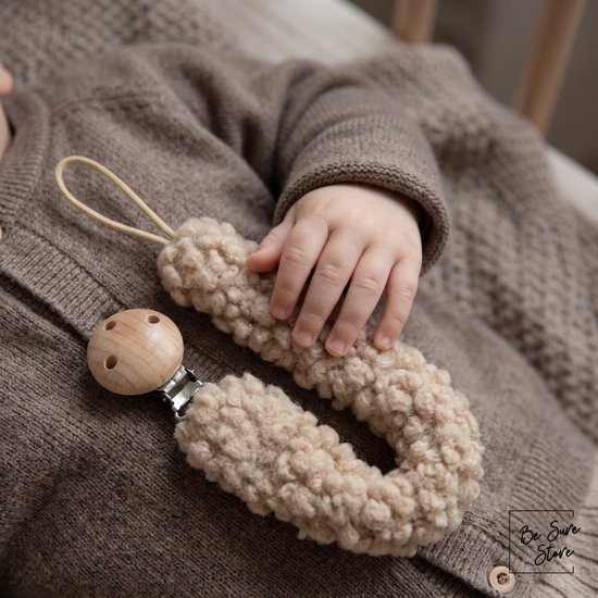 Be Sure Store® Warm Beige Teddy Speenkoord - Teddy - Kraamcadeau - Speenkoord - Speendoekje van Be Sure Store® — afbeelding 3