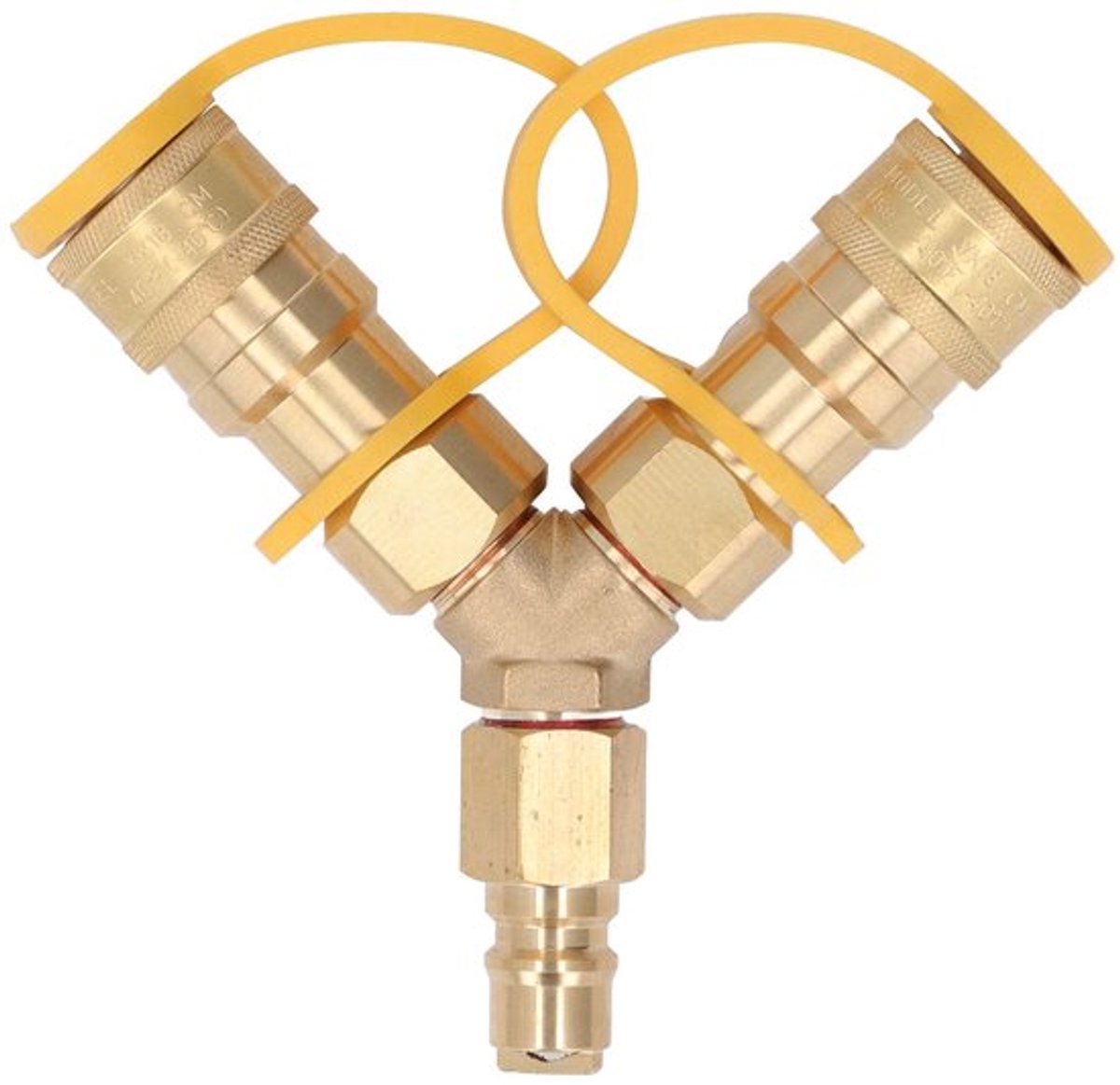 Gas Splitter 3/8 Inch - Messing/Rubber - Veilig/Levensduur - Eenvoudige Bediening - Brede Toepassing - Lekvrije Verbinding - Gasverdeler